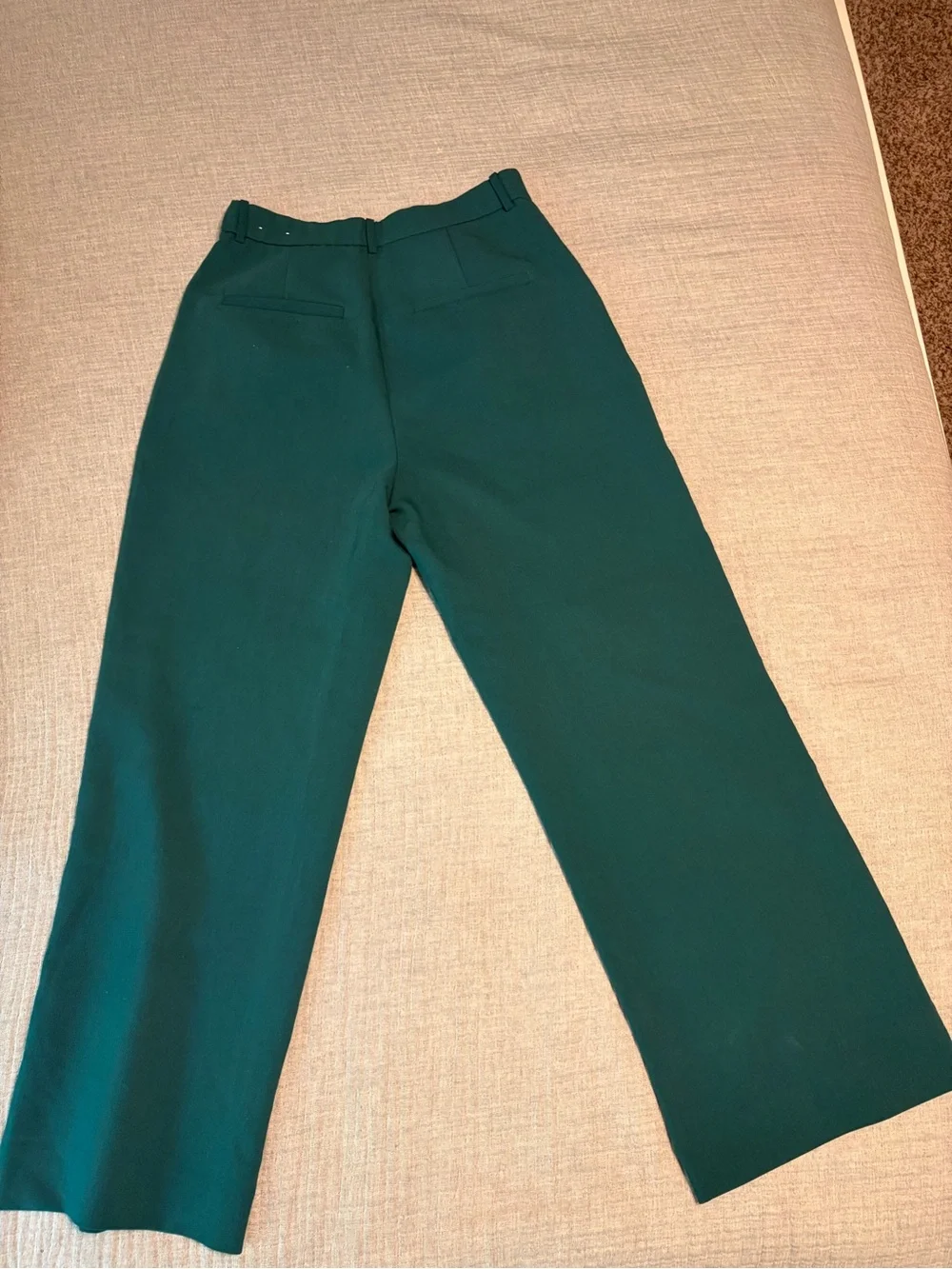 Abercrombie & Fitch Wide-Leg High-Rise Sloane Trousers in Forest Green - Picture 3 of 4